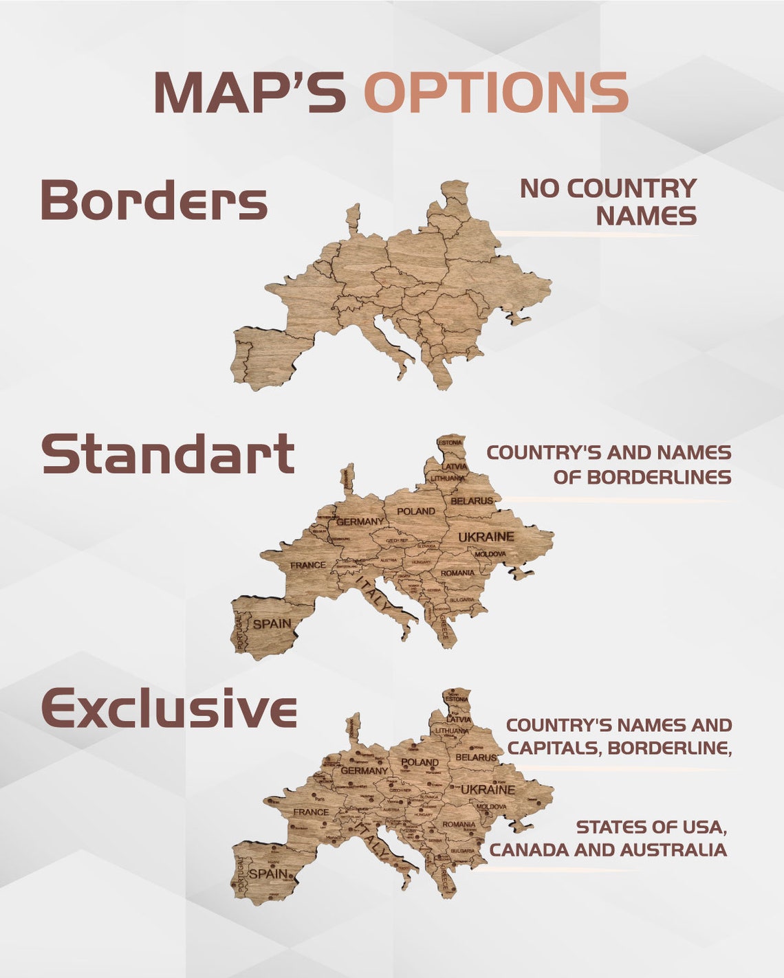 Rustic Wooden World Map Wall Art