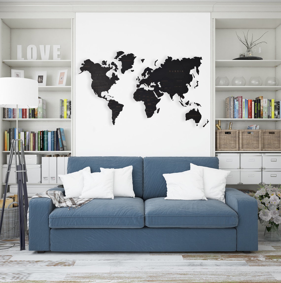 Rustic Wooden World Map Wall Art