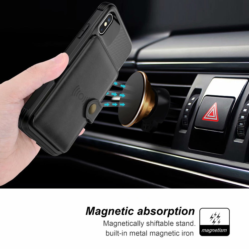 Magnetic Leather Wallet iPhone Case