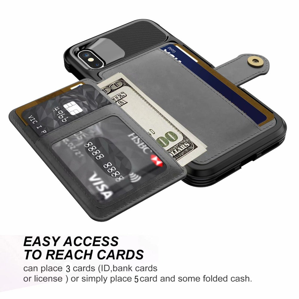 Magnetic Leather Wallet iPhone Case