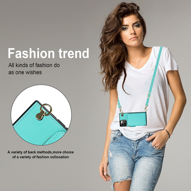iPhone Crossbody Zipper Wallet Case