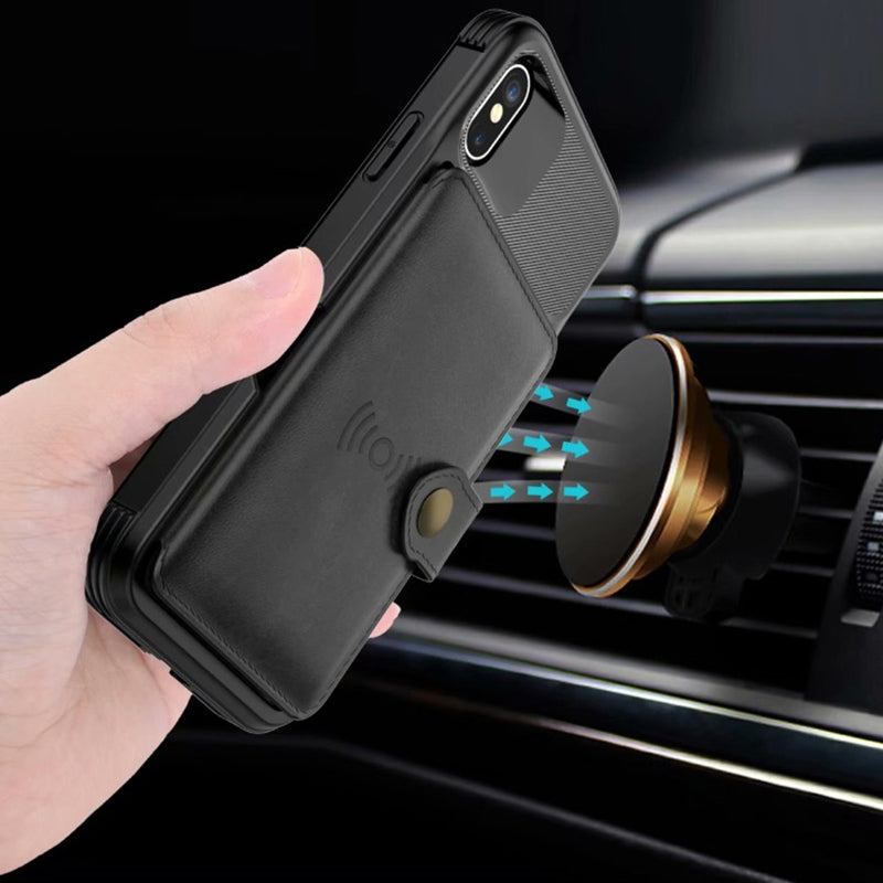 Magnetic Leather Wallet iPhone Case