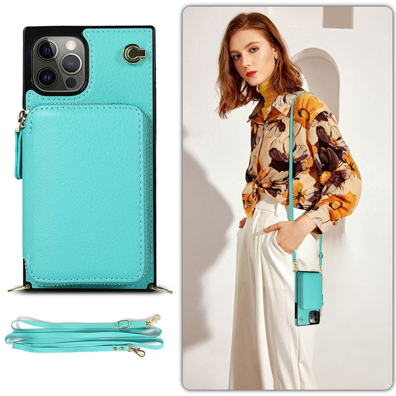 iPhone Crossbody Zipper Wallet Case