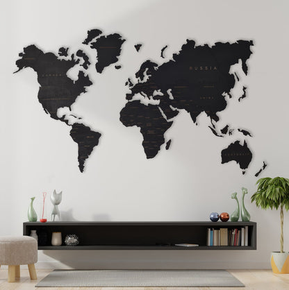 Rustic Wooden World Map Wall Art