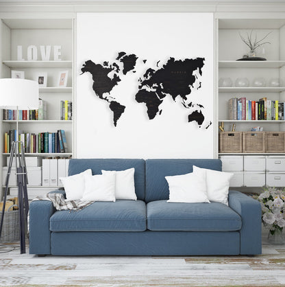 Rustic Wooden World Map Wall Art